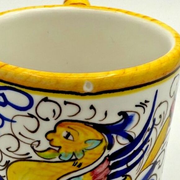 Deruta Italian Ceramic Mug Raffaellesco Dragon Hand Made Pottery Coffee Mug - Picture 9 of 9